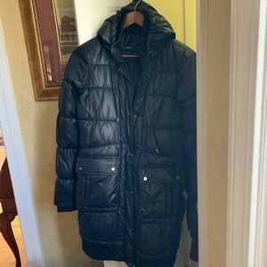 Steve Madden Long Puffer with attached hood.
